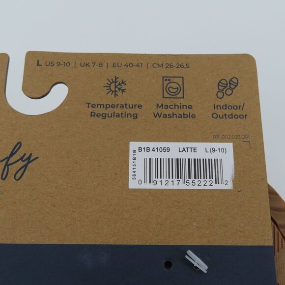 Dearfoams Women Large 9-10 Beige Fuzzy Memory Foam Indoor Outdoor Slippers NEW - Picture 10 of 14